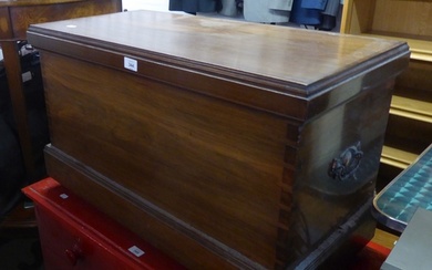 A LATE VICTORIAN MAHOGANY CHEST/BEDDING BOX WITH LIFT-UP TOP...