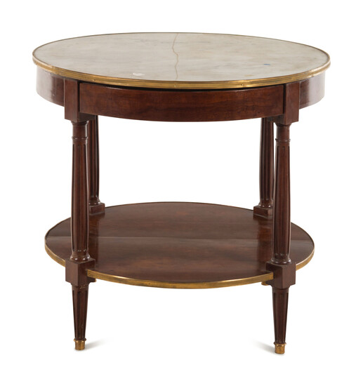 A Louis XVI Mahogany Two-Tier Marble-Top Bouillotte Table
