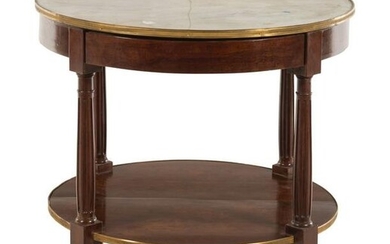 A Louis XVI Mahogany Two-Tier Marble-Top Bouillotte
