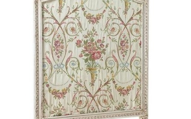 A Louis XVI Style Painted and Parcel Gilt Firescreen
