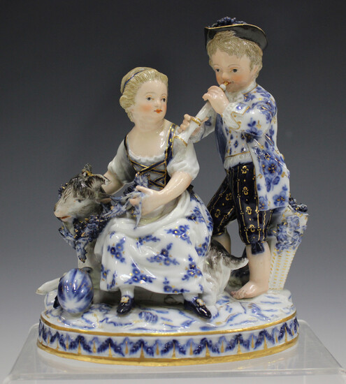 A Meissen figure group representing Autumn, late 19th century, modelled after Schönheit as a gi