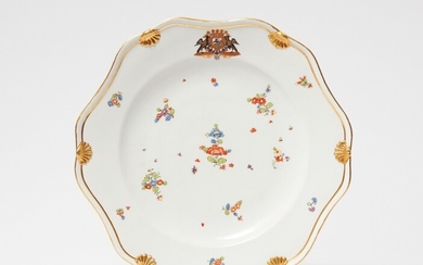 A Meissen porcelain plate from the dinner service for Count Heinrich von Podewils
