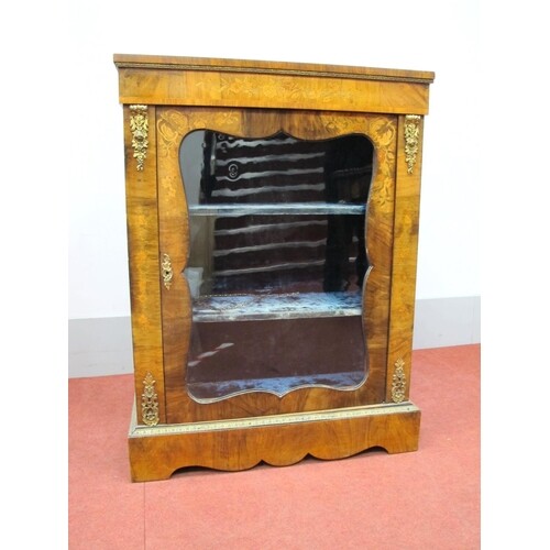 A Mid XIX Century Walnut Marquetry Inlaid Pier Cabinet, with...