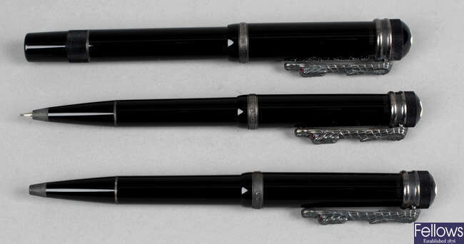 A Montblanc Meisterstuck Imperial Dragon limited edition fountain pen, together with a further Montblanc Imperial Dragon mechanical pencil and ballpoint pen.