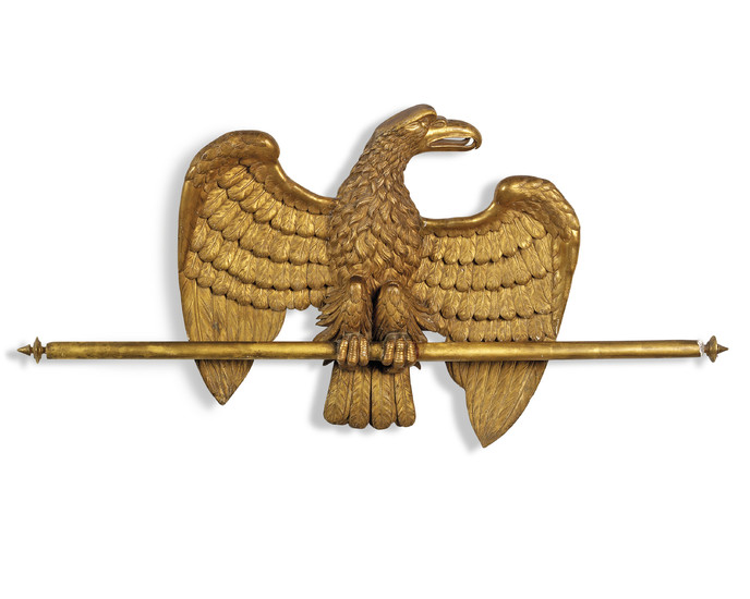 A NORTH EUROPEAN GILTWOOD MODEL OF AN EAGLE, EARLY 19TH CENTURY