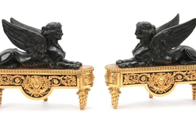 A PAIR OF 19TH CENTURY GILT ORMOLU AND PATINATED B