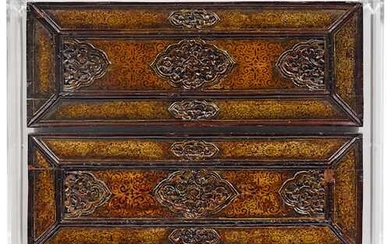 A PAIR OF CARVED AND LACQUERED SUTRA COVERS.