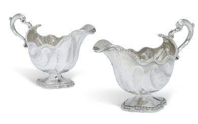 A PAIR OF GEORGE III SILVER SAUCEBOATS MARK OF WILLIAM...