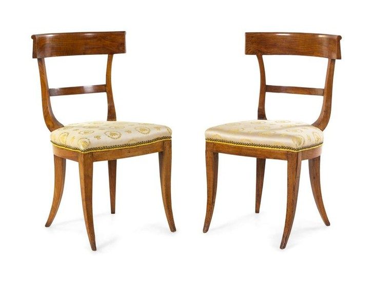 A Pair of Biedermeier Walnut Side Chairs