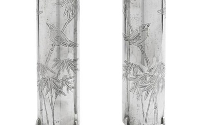 A Pair of Chinese Export Silver Tripod Vases