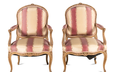 A Pair of Louis XV Style Painted Fauteuils
