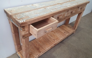 A RUSTIC TIMBER WORK TABLE
