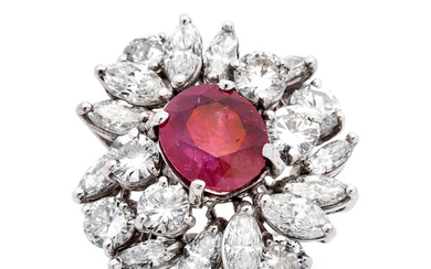 A Ruby, Diamond and White Gold Ring