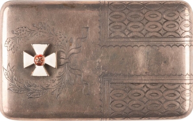 A SILVER CIGARETTE CASE WITH THE ORDER OF ST. GEORGE