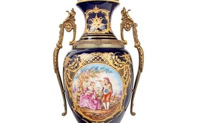 A Sevres Style Gilt Bronze Mounted Porcelain Vase and