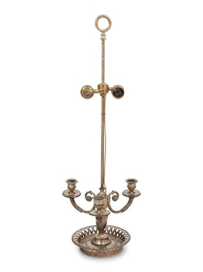 A Silvered Bronze Bouillotte Lamp