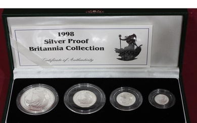 A Sterling silver proof 1998 Britannia 4-coin set in fitted ...