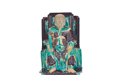 A TURQUOISE AND AUBERGINE FIGURE OF ZHENWU 17th century