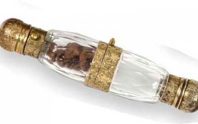 A Victorian Gilt-Metal Mounted Cut-Glass Scent-Bottle, Apparently Unmarked, Circa 1880,...