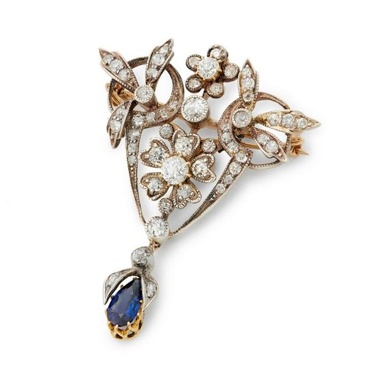 A Victorian sapphire and diamond brooch.