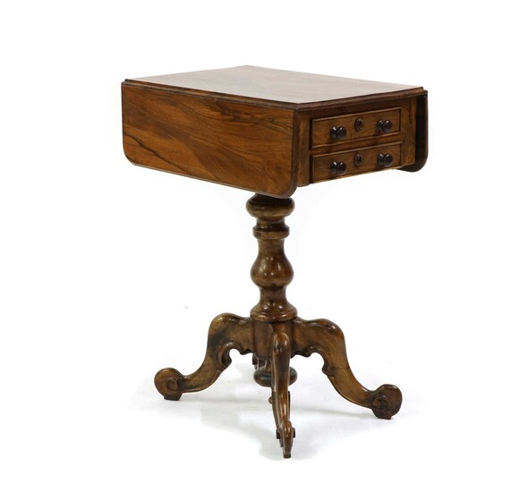 A Victorian walnut pembroke side table