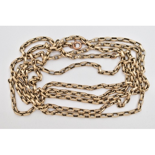 A YELLOW METAL LONGUARD BELCHER CHAIN, fitted with a spring ...