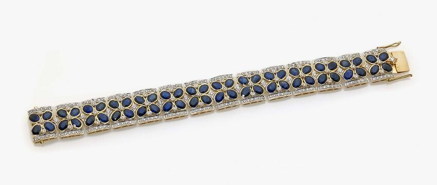 A bracelet with brilliant cut diamonds and sapphires