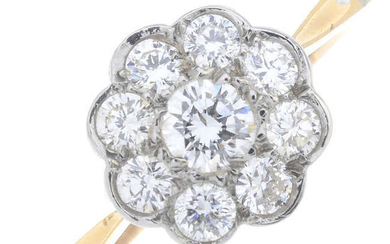 A brilliant-cut diamond floral cluster ring