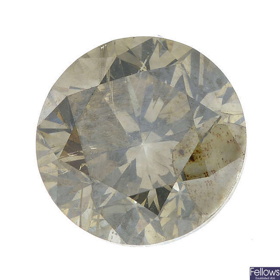 A brilliant-cut 'fancy brown-greenish yellow' diamond, weighing 2cts.