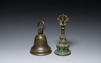 A bronze bell and a ceremonial hand bell, South Asia and Southeast Asia, 19th C. or earlier