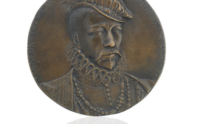 A bronze medallion of Charles IX of France Modelled by...