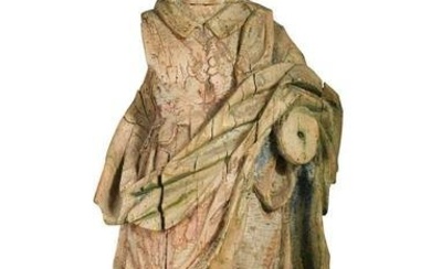 A carved and painted softwood figure of a lady, perhaps French 17th century