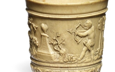 SOLD. A carved ivory cup mounted with a parcelgilt silver foot rim. 18th century, probably Germany. H. 7.5 cm. – Bruun Rasmussen Auctioneers of Fine Art