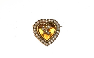 A citrine and split pearl brooch, the heart shaped citrine...