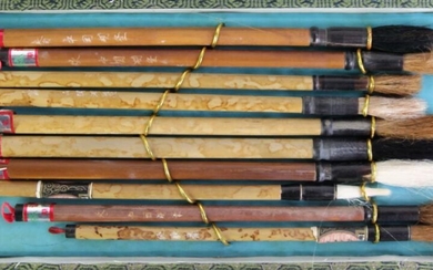 A collection of Chinese calligraphy brushes, with horse hair bristles