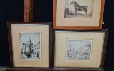 A collection of antique framed 19th Century etchings 25 x 18cm. (5)