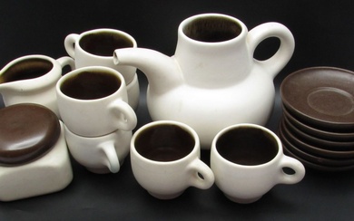 A decorative Israeli ceramic coffee set in the design of...
