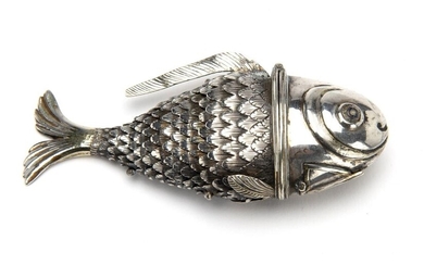A fine Dutch silver spice container in the shape of a fish
