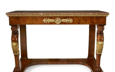 A fine Italian Neoclassical parcel-gilt walnut console