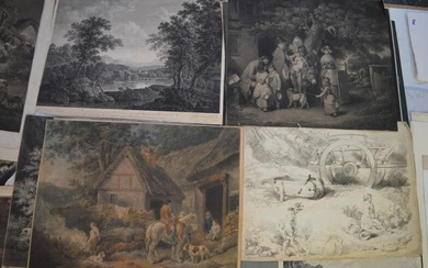 A folio of mainly George Morland prints and lithographs...