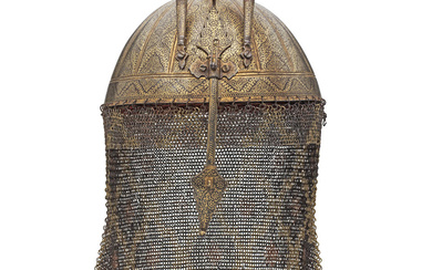 A gold koftgari steel helmet India, 19th Century