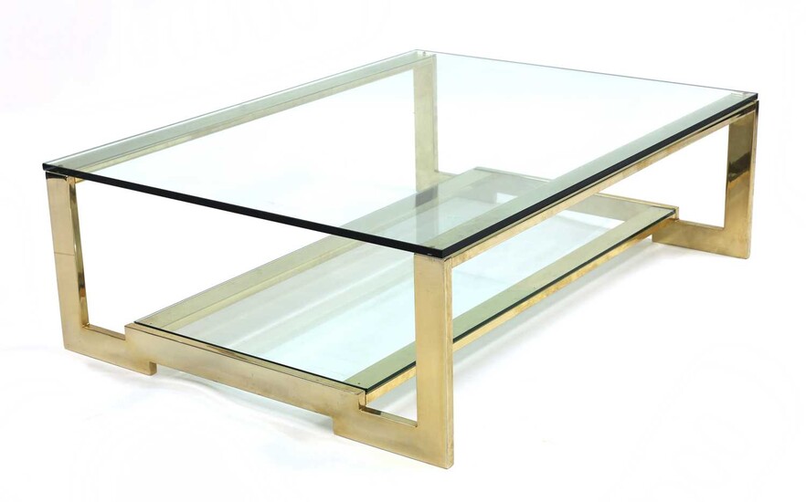 A gold-plated and glass coffee table
