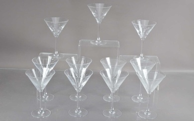 A good set of Eleven 'ARC' Crystal cocktail or martini glasses