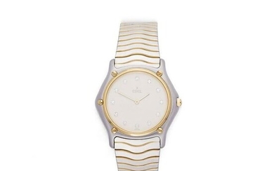 A lady's stainless-steel and gilt wristwatch, by Ebel