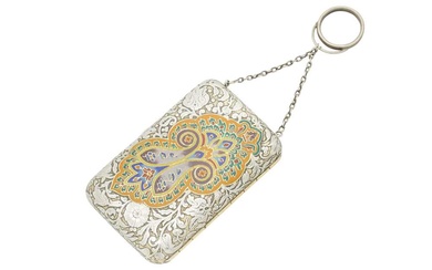 A late 19th / early 20th century French parcel gilt silver and enamel cigarette case, circa 1900