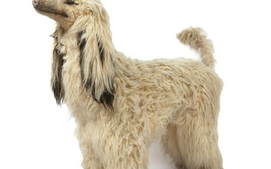 A lifesize plush model of an Afghan hound