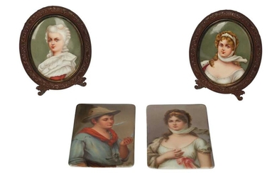 A pair of 19th century German porcelain rectangular plaques