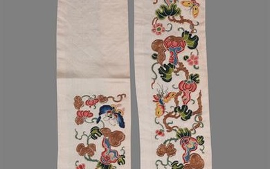 A pair of Chinese silk sleeve bands