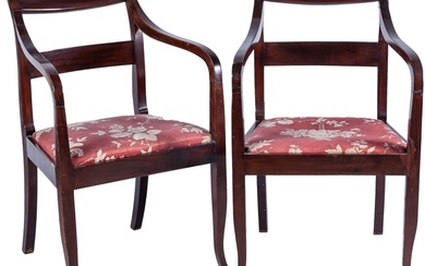 A pair of Ferdinand VII of Spain mahogany armchairs...