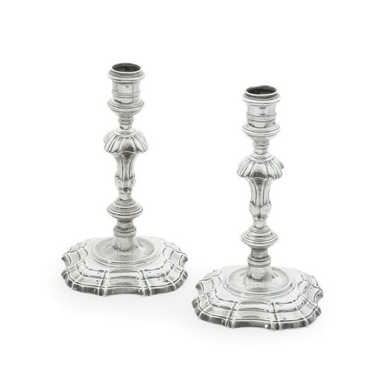 A pair of George II cast silver candlesticks Thomas Gilpin, London 1746 (2)